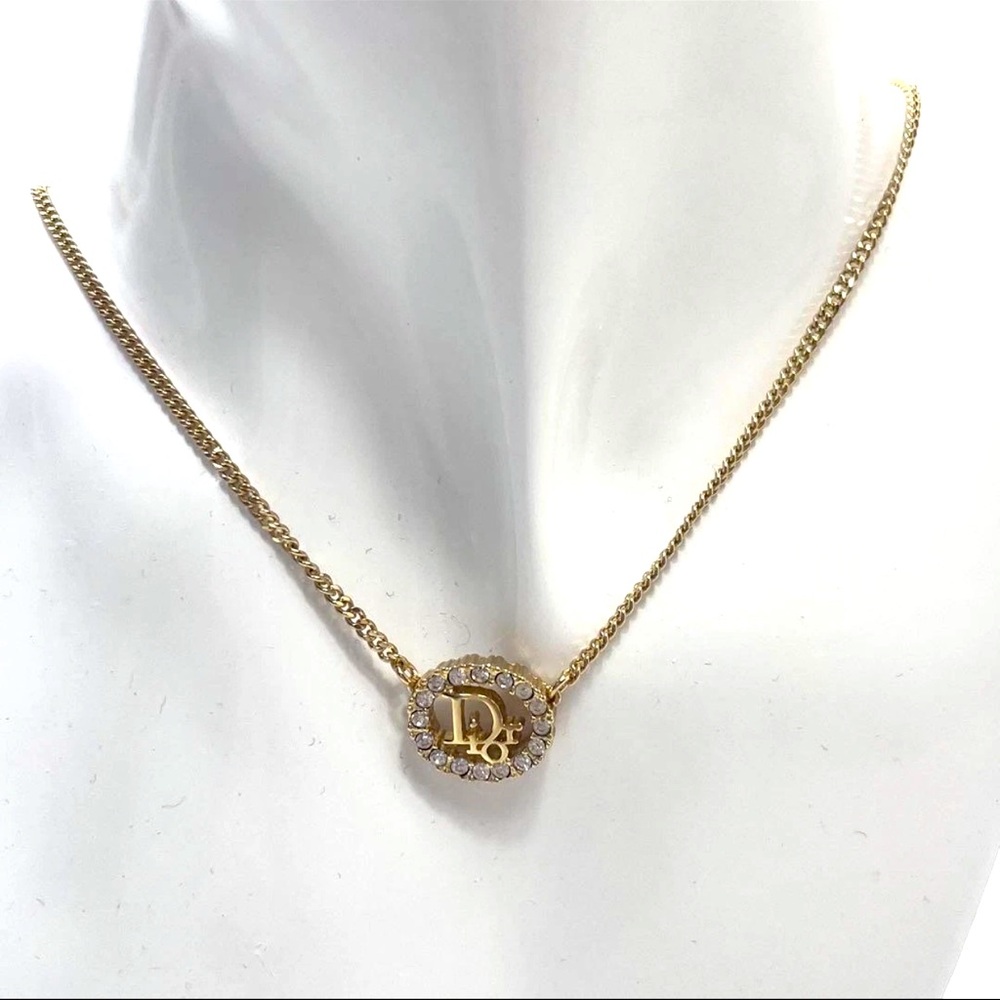 Christian Dior Gold Necklace Logo Design Vintage - Picture 2 of 5